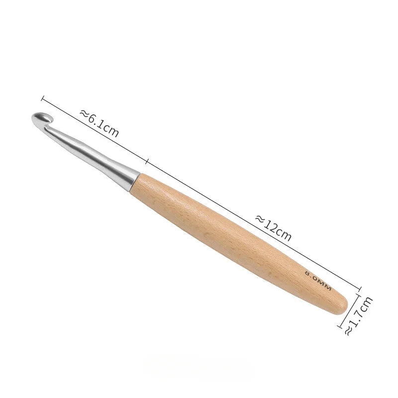 Maschly 13-teiliges Häkelnadel-Set aus Holz – Größen 3 bis 12 mm, polierter Griff