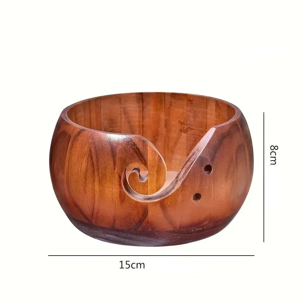 Maschly Runde Wollschale aus Holz, 15 cm – Knäuel-Organizer für Stricken und Häkeln