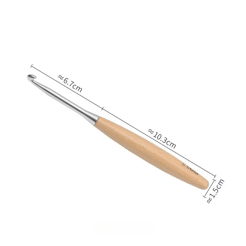 Maschly 13-teiliges Häkelnadel-Set aus Holz – Größen 3 bis 12 mm, polierter Griff