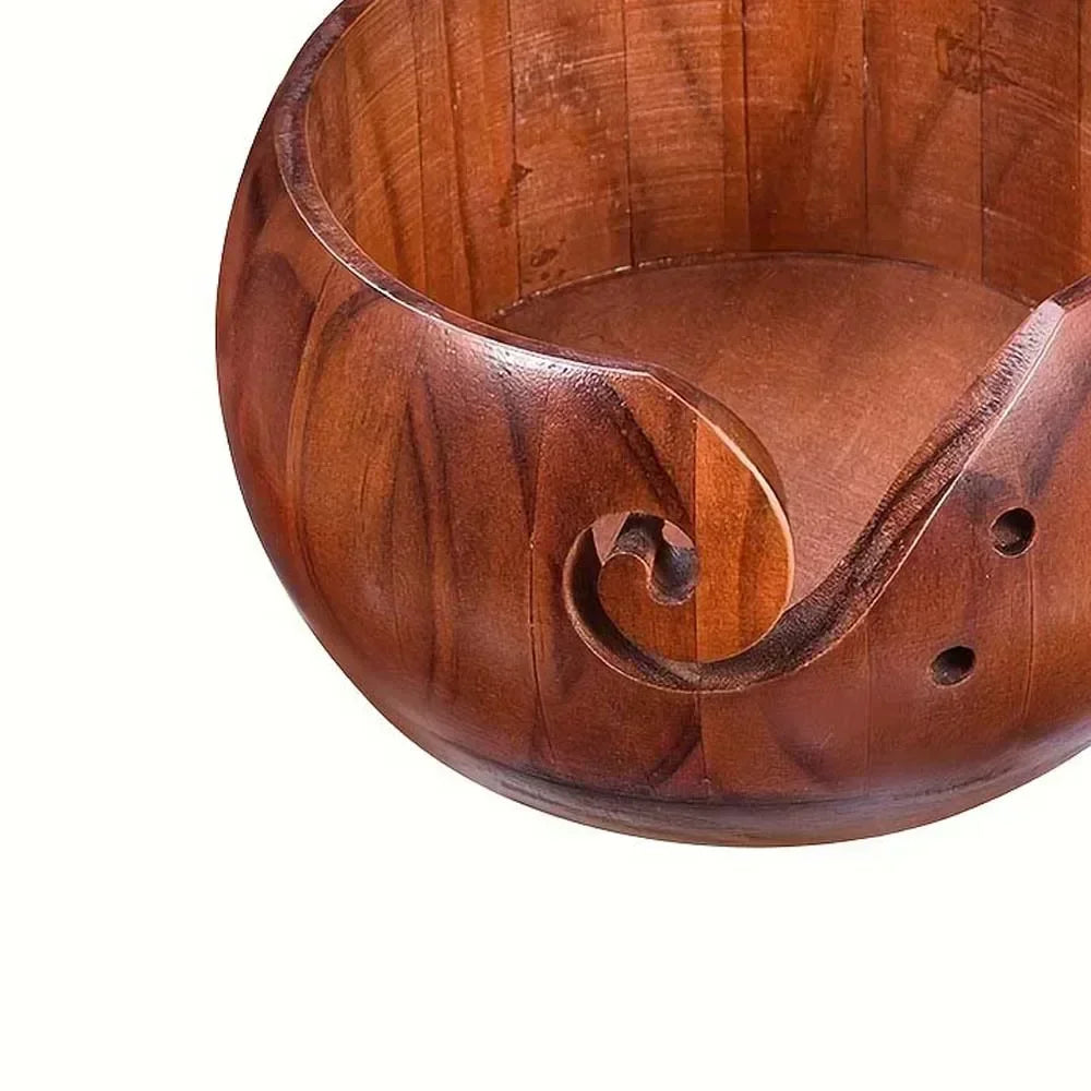 Maschly Runde Wollschale aus Holz, 15 cm – Knäuel-Organizer für Stricken und Häkeln