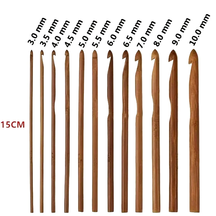 Maschly 12-teiliges Häkelnadel-Set aus Bambus – Größen 3 bis 10 mm, Werkzeuge für Stricken und Häkeln