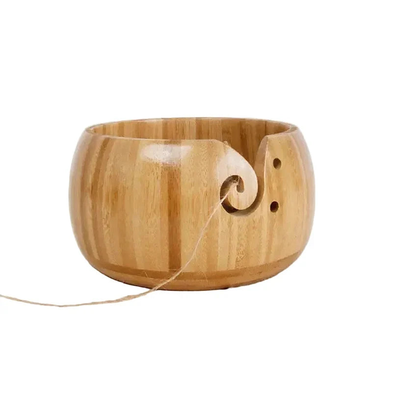 Maschly Wollschale aus Bambus, 13 x 8 cm – Knäuel-Organizer für Stricken und Häkeln