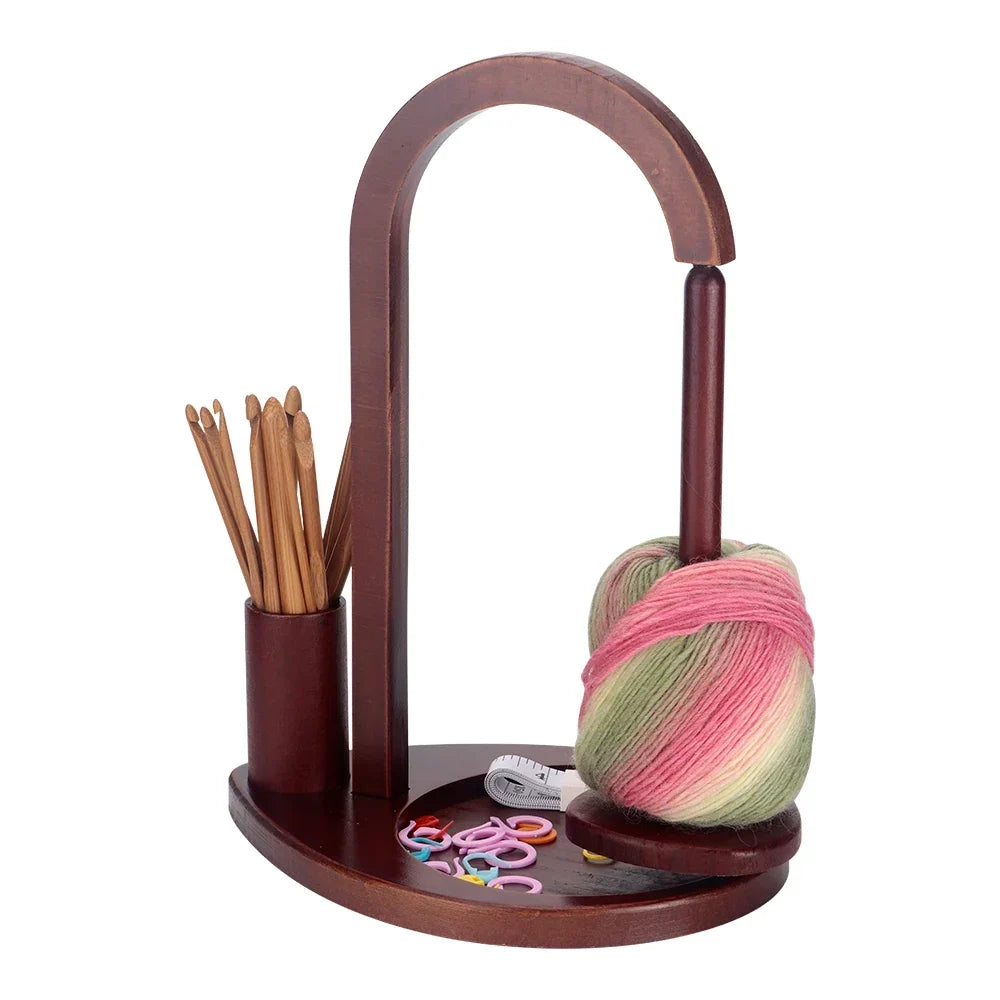 Maschly Magnetischer Wollhalter aus Holz mit 360°-Rotation – Knäuel-Organizer mit Häkelnadel-Aufbewahrung