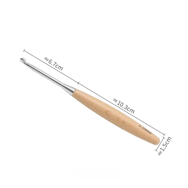Maschly 13-teiliges Häkelnadel-Set aus Holz – Größen 3 bis 12 mm, polierter Griff