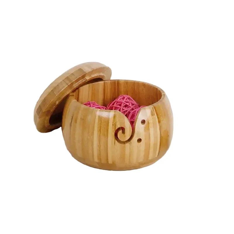 Maschly Wollschale aus Bambus, 13 x 8 cm – Knäuel-Organizer für Stricken und Häkeln