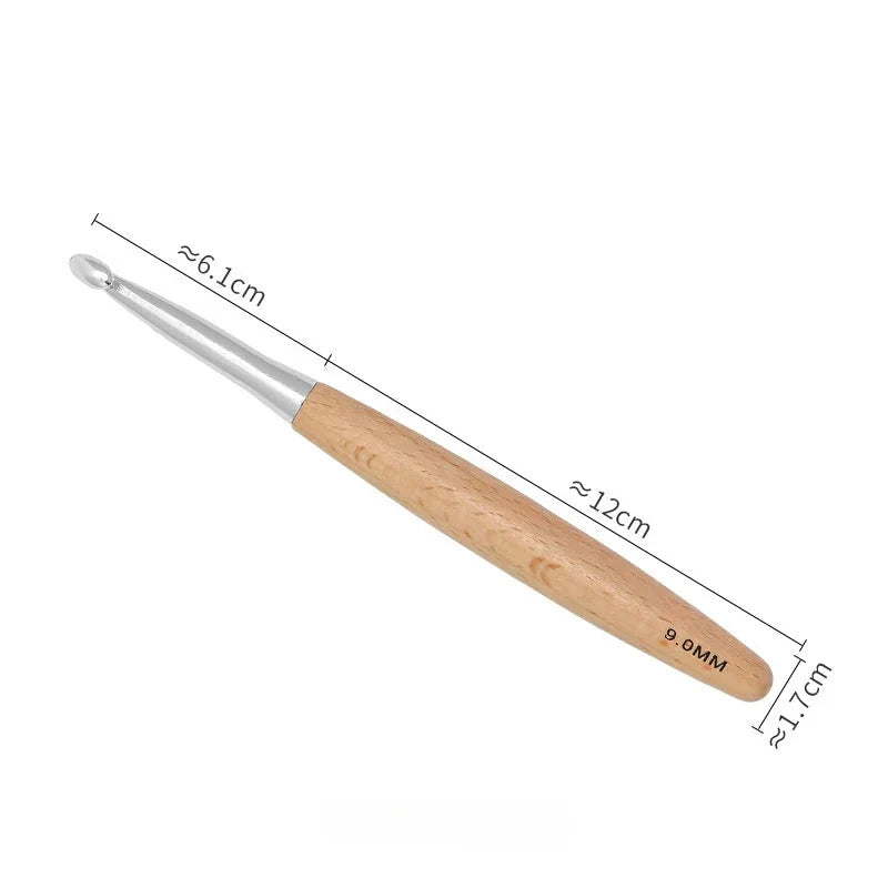Maschly 13-teiliges Häkelnadel-Set aus Holz – Größen 3 bis 12 mm, polierter Griff