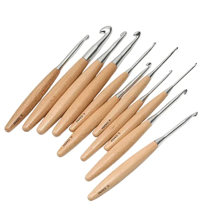 Maschly 11-teiliges Häkelnadel-Set mit Holzgriff – Nadeln für Stricken und Handarbeiten