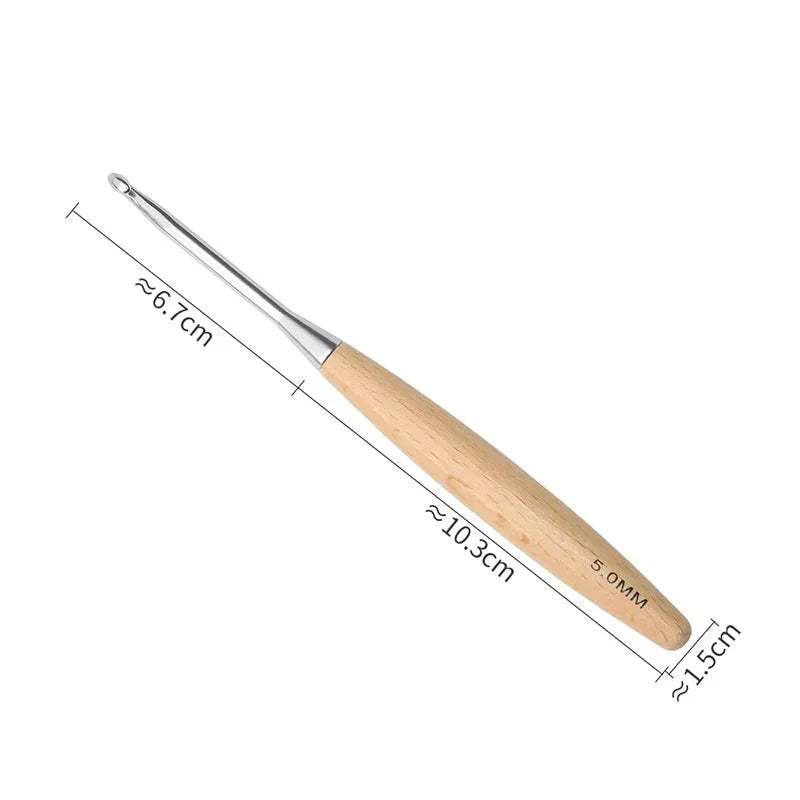 Maschly 11-teiliges Häkelnadel-Set mit Holzgriff – Nadeln für Stricken und Handarbeiten