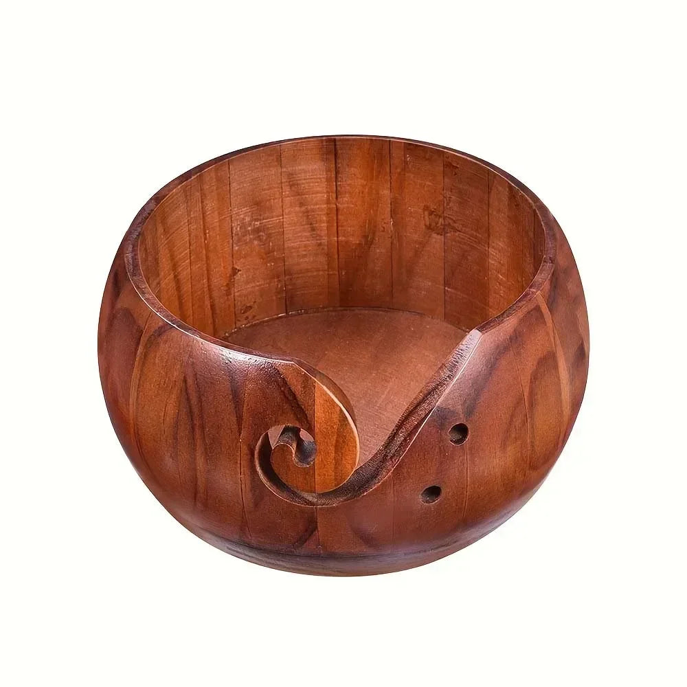 Maschly Runde Wollschale aus Holz, 15 cm – Knäuel-Organizer für Stricken und Häkeln