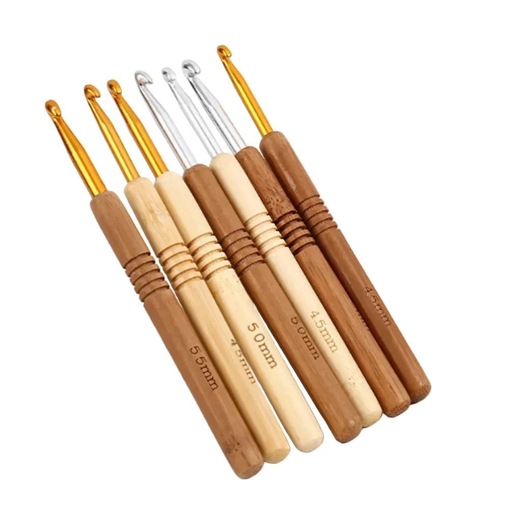 Maschly 9-teiliges Häkelnadel-Set aus Aluminium mit Holzgriff – Nadeln für Stricken und Kreativhobbys