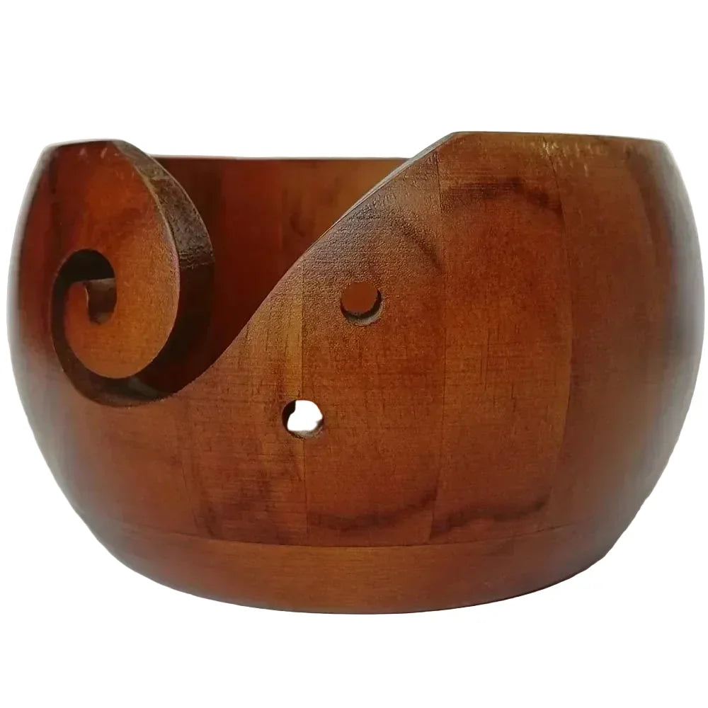 Maschly Runde Wollschale aus Holz, 15 cm – Knäuel-Organizer für Stricken und Häkeln