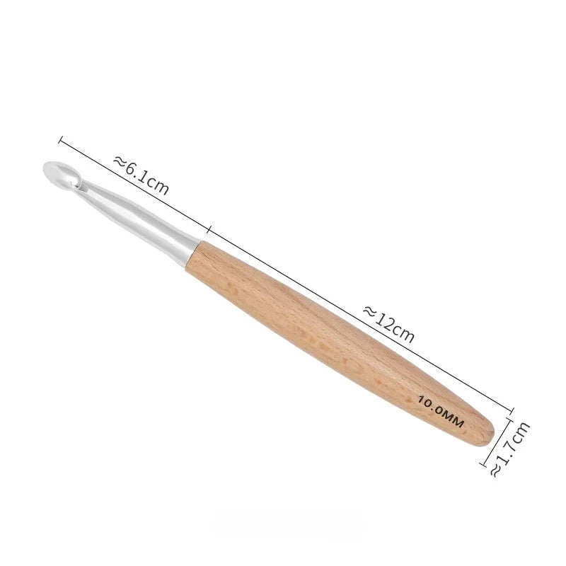 Maschly 13-teiliges Häkelnadel-Set aus Holz – Größen 3 bis 12 mm, polierter Griff